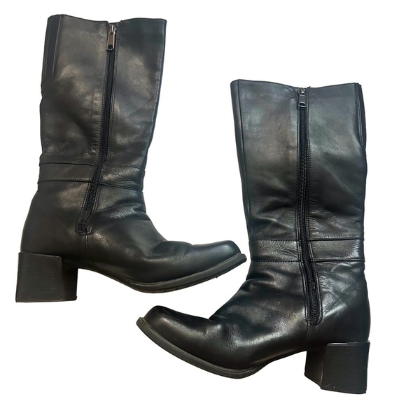 Naturalizer Shoes - Naturalizer Women’s Black Heeled Zip-Up Leather Boots Fall Academia Size 8.5 M